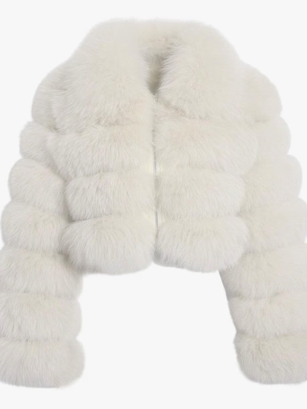 Women Fluffy Faux Fur Coat Cropped Jacket Puffer Jacket Zip Up Winter Warm Fuzzy